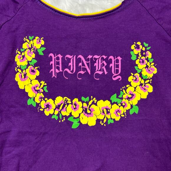 Purple PINKY floral off the shoulder top size S - Picture 2 of 3